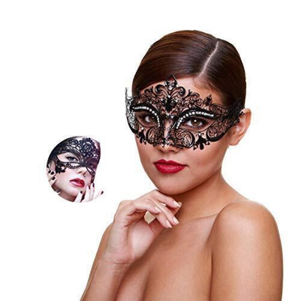 5005 Masquerade Mask Shiny Rhinestone Venetian Party Prom Ball Metal Mask